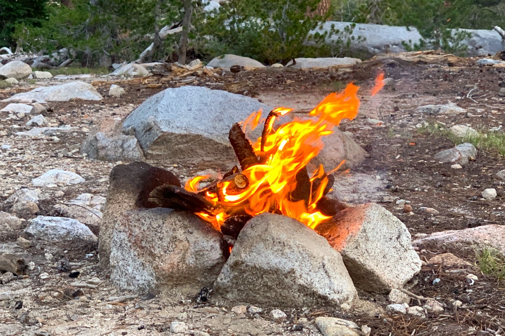 Yosemite backcountry fire on digital detox hike
